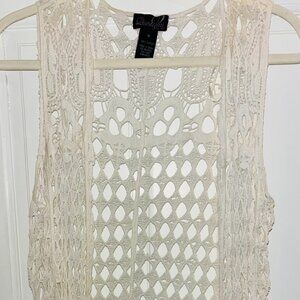 Swim Suit Cover Up Lacy White Open front